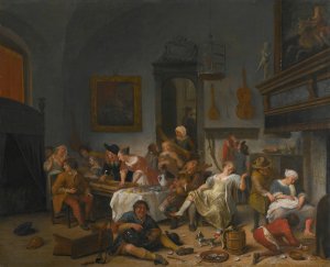 A Tavern Interior With People Drinking And Music-Making by Jan Steen Oil Painting