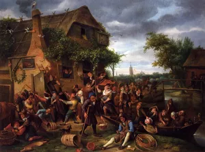 A Village Revel by Jan Steen - Oil Painting Reproduction