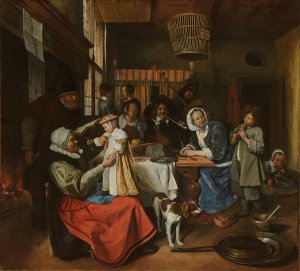 As the Old Sing, So Pipe the Young by Jan Steen Oil Painting