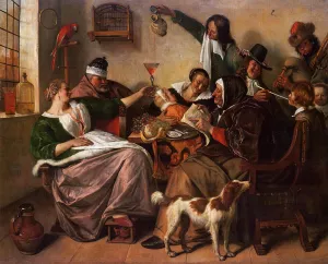 As the Old Sing, So Pipe the Young painting by Jan Steen