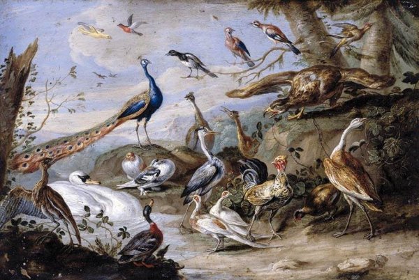 Main Product Photo of Birds on a Riverbank Painting by Jan Steen