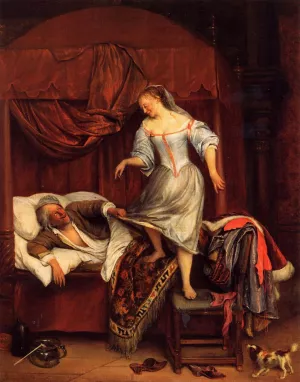 Couple in a Bedroom by Jan Steen Oil Painting