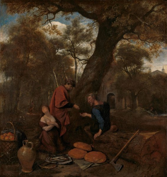 Erysichthon selling his daughter  by Jan Steen - Hand-Painted Oil Painting Reproduction