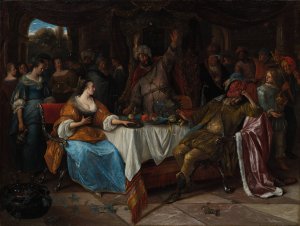 Esther, Ahasuerus, and Haman by Jan Steen Oil Painting