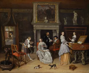 Fantasy Interior with Jan Steen and the Family of Gerrit Schouten by Jan Steen Fantasy Interior with Jan Steen and the Family of Gerrit Schouten by Jan Steen Oil Painting