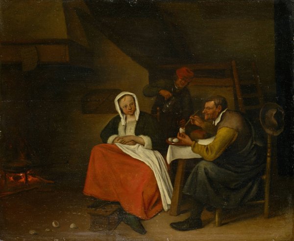 Farmer Eating Eggs by Jan Steen - Hand-Painted Oil Painting Reproduction