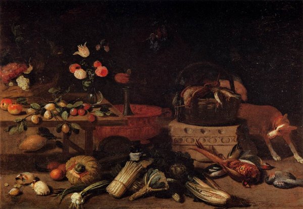 Main Product Photo of Interior of a Kitchen with a Dog Painting by Jan Steen