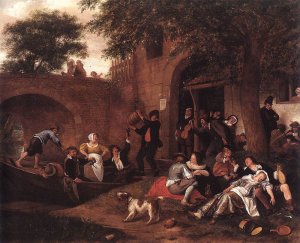 Leaving the Tavern by Jan Steen Oil Painting