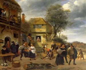 Peasants before an Inn by Jan Steen - Oil Painting Reproduction