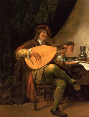 Self Portrait as a Lutenist by Jan Steen - Oil Painting Reproduction