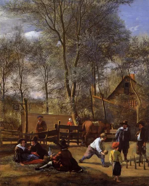 Skittle Players Outside an Inn by Jan Steen Oil Painting