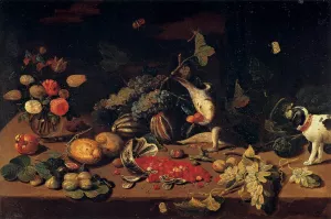 Still-Life with a Monkey Stealing Fruit by Jan Steen - Oil Painting Reproduction