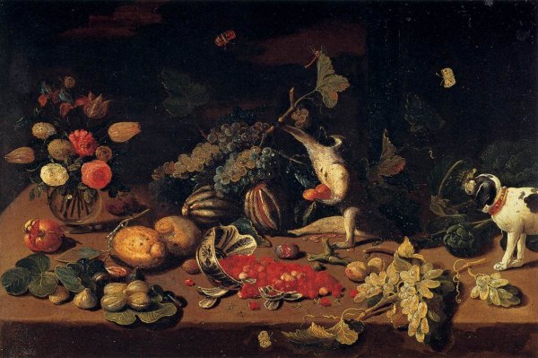 Main Product Photo of Still-Life with a Monkey Stealing Fruit Painting by Jan Steen