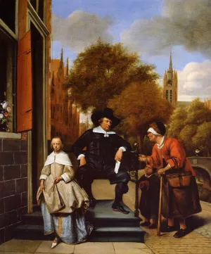The Burgher of Delft and His Daughter by Jan Steen - Oil Painting Reproduction