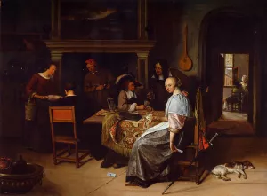 The Cardplayers by Jan Steen - Oil Painting Reproduction