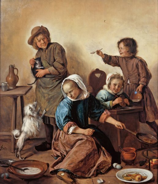 The Children's Meal  by Jan Steen - Hand-Painted Oil Painting Reproduction