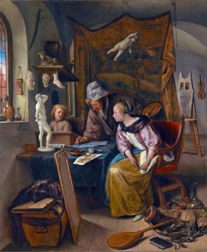 The Drawing Lesson by Jan Steen Oil Painting