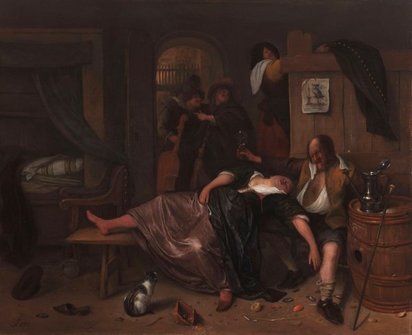 The Drunken Couple  by Jan Steen - Hand-Painted Oil Painting Reproduction