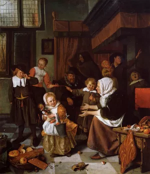 The Feast of Saint Nicholas by Jan Steen - Oil Painting Reproduction