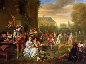 The Garden Party by Jan Steen - Oil Painting Reproduction