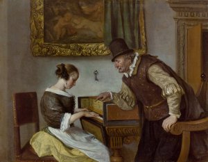 The Harpsichord Lesson by Jan Steen Oil Painting