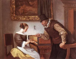 The Harpsichord Lesson by Jan Steen - Oil Painting Reproduction