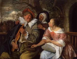 The Merry Threesom by Jan Steen - Oil Painting Reproduction
