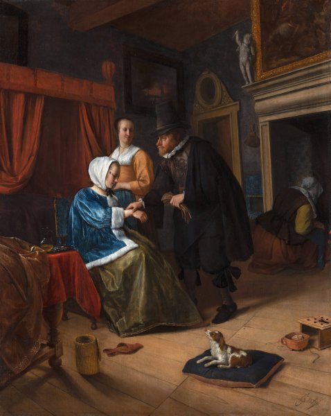 The Sick Girl  by Jan Steen - Hand-Painted Oil Painting Reproduction