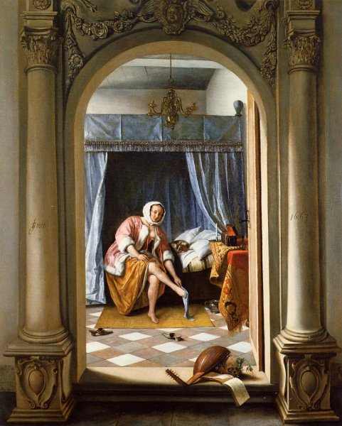 Woman at Her Toilet by Jan Steen - Hand-Painted Oil Painting Reproduction