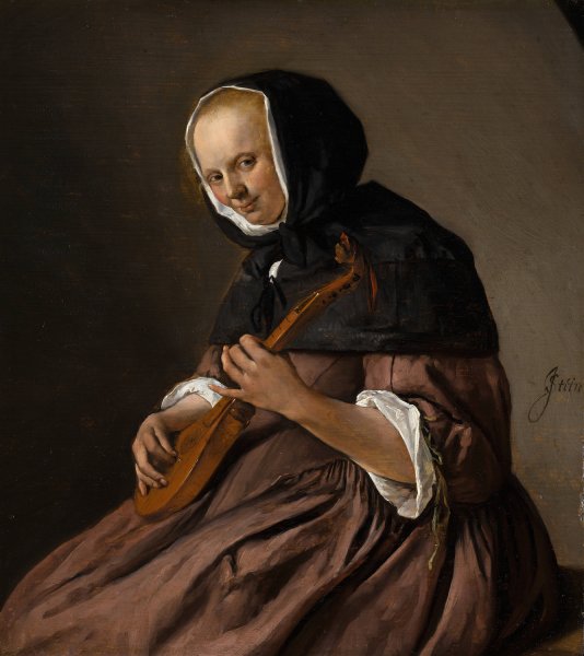Woman Playing the Cittern  by Jan Steen - Hand-Painted Oil Painting Reproduction
