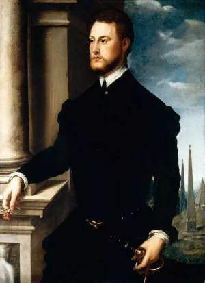 Portrait of a Young Bearded Gentleman by Jan Steven Van Calcar Oil Painting