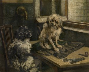 Dogs by Jan Stobbaerts Oil Painting