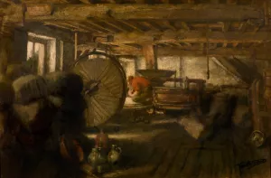 Interior of a Mill Oil painting by Jan Stobbaerts