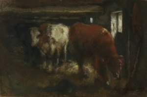 Slaughter shed by Jan Stobbaerts Oil Painting
