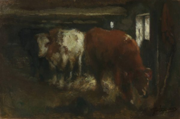 Slaughter shed by Jan Stobbaerts - Hand-Painted Oil Painting Reproduction