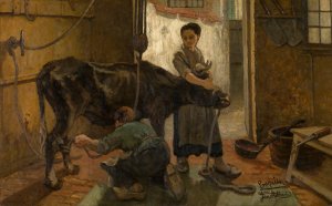 Slaughterhouse by Jan Stobbaerts Oil Painting