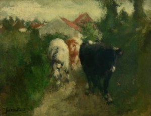 Sunken Road by Jan Stobbaerts Oil Painting