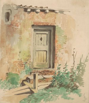 Buitendeur aan een boerenwoning by Jan Striening Oil Painting