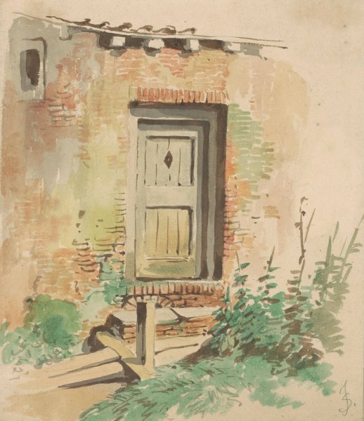 Buitendeur aan een boerenwoning  by Jan Striening - Hand-Painted Oil Painting Reproduction