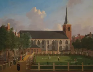 Het Begijnhof met de Engelse Kerk Oil painting by Jan Ten Compe