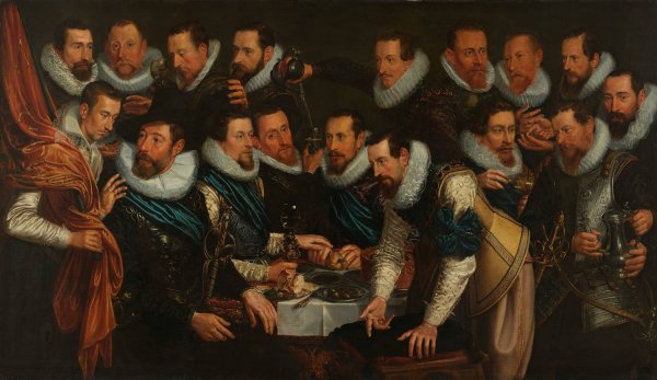 Main Product Photo of Officers and other civic guardsmen of the XIth District of Amsterdam, under the command of Captain Geurt Dircksz van Beuningen and Lieutenant Pieter Martensz Hoeffijser  Painting by Jan Tengnagel