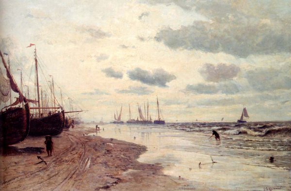 Main Product Photo of Plage de Scheveningen Painting by Jan Theodore Kruseman