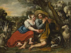 Pastoral scene by Jan Thomas Oil Painting