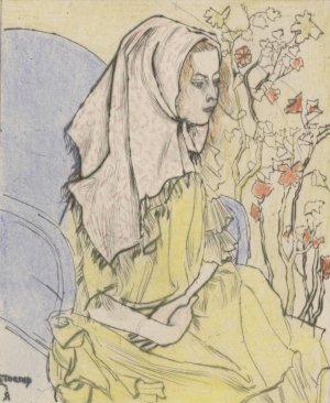 Charley Toorop met hoofddoek in een leunstoel by Jan Toorop Oil Painting