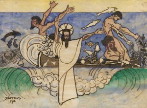De wonderbare vischvangst by Jan Toorop Oil Painting