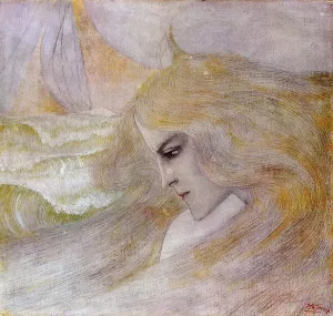 Oceanide Oil painting by Jan Toorop