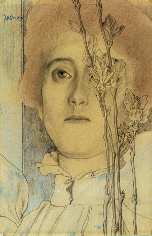 Portret van een onbekende vrouw by Jan Toorop Oil Painting
