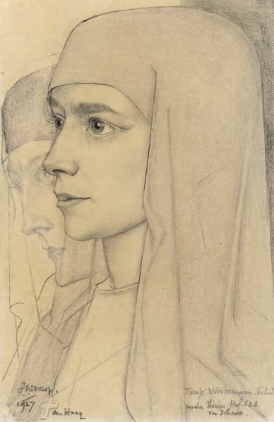 Portret van Treesje Westermann, Moeder Therese Huf van Bethanie  by Jan Toorop - Hand-Painted Oil Painting Reproduction