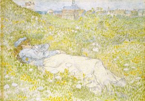 Woman Lying in the Dunes near Noordwijk by Jan Toorop Oil Painting