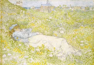 Woman Lying in the Dunes near Noordwijk by Jan Toorop Oil Painting
